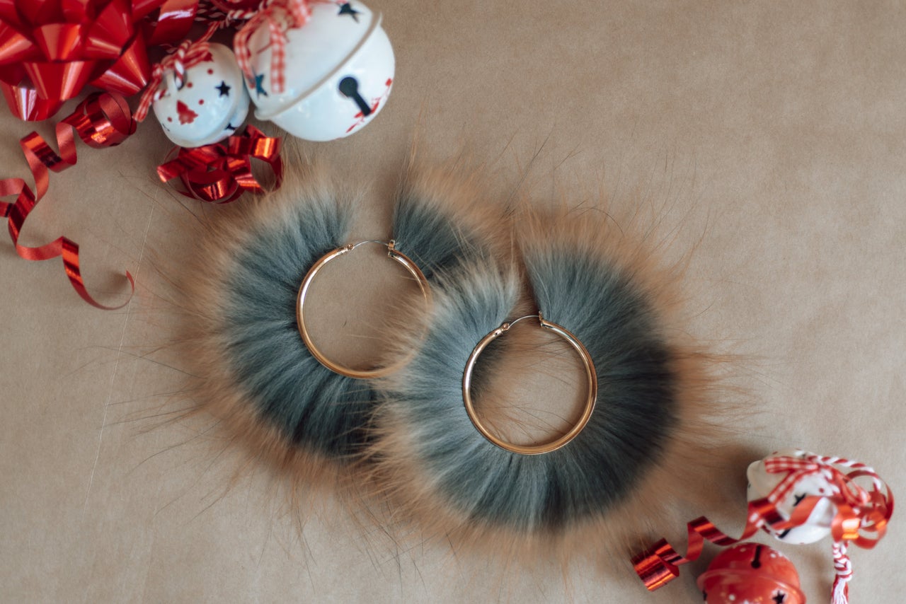Fur earrings online discount